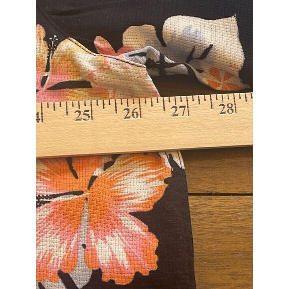 Caribbean Button-Up Shirt Men's Size XL Black Floral Silk Blend Short Sleeves - Picture 7 of 8